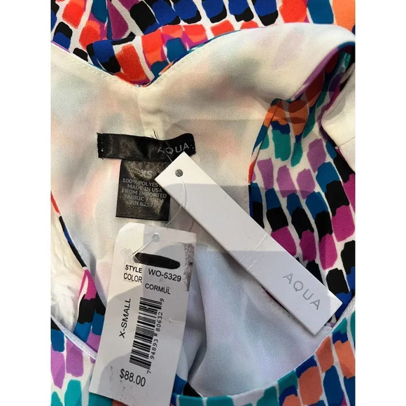Aqua Zig Zag Stripe Mini Dress Multicolor NWT Size XS - Picture 3 of 5